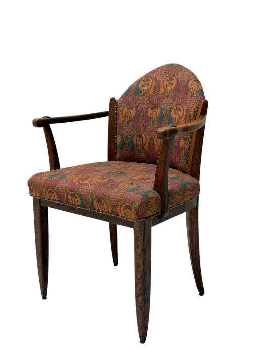 Art Deco Armchair by Paul Bromberg, Solid Oak, Re-Upholstered, 1920s